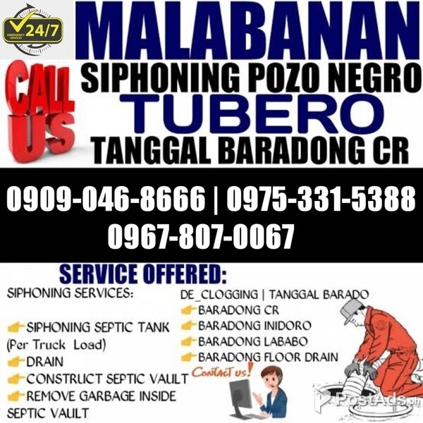 MALABANAN SIPHONING POZO NEGRO DECLOGGING TANGGAL BARADO MARIKINA AREA