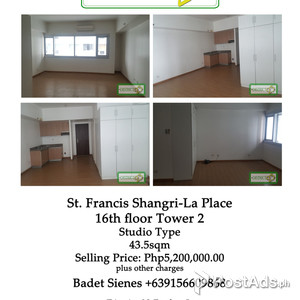 ST. FRANCIS SHANGRI-LA PLACE STUDIO TYPE 16th Tower 2 | PostAds PH