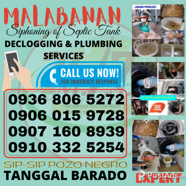 MAKATI MALABANAN & PLUMBING SERVICES:SIPHONING AND DECLOGGING