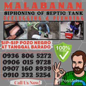 MALABANAN & PLUMBING SERVICES 24/7 SIPHONING AND DECLOGGING | PostAds PH