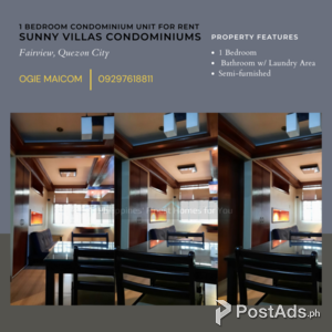 1 Bedroom Condominium Unit at Sunny Villas Fairview for Rent | PostAds PH