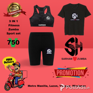 fitness/ zumba Set 3 in 1, Legging, bra , tshirt with Zumba logo | PostAds PH