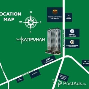 Quezon City 1 BR condo for sale near Katipunan LRT2 station and Ateneo | PostAds PH