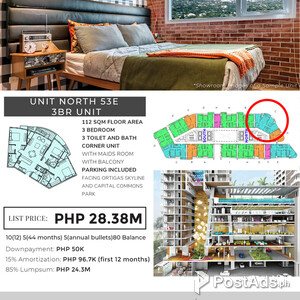 3BR with Balcony Unit @ Maven at Capitol Commons | PostAds PH
