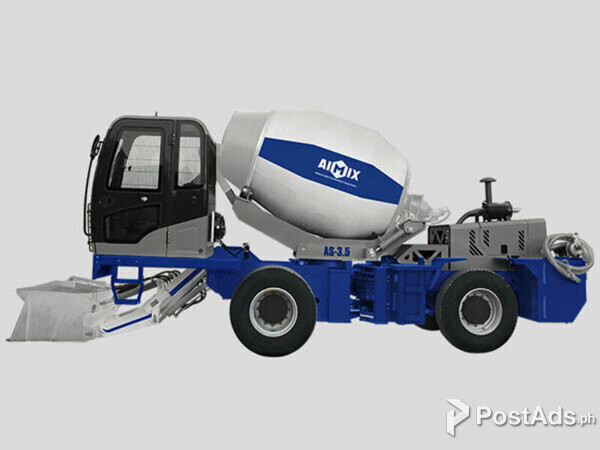 Self loading concrete mixer