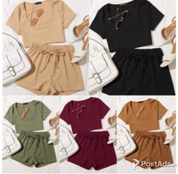 XUEBAMI Square Crop Top and Shorts Terno