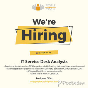IT Service Desk Analyst | PostAds PH