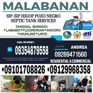 Andrea's Plumbing Services Siphoning Septic Tank Malabanan | PostAds PH