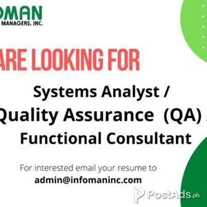 Systems Analyst / Quality Assurance (QA) / Functional Con | PostAds PH