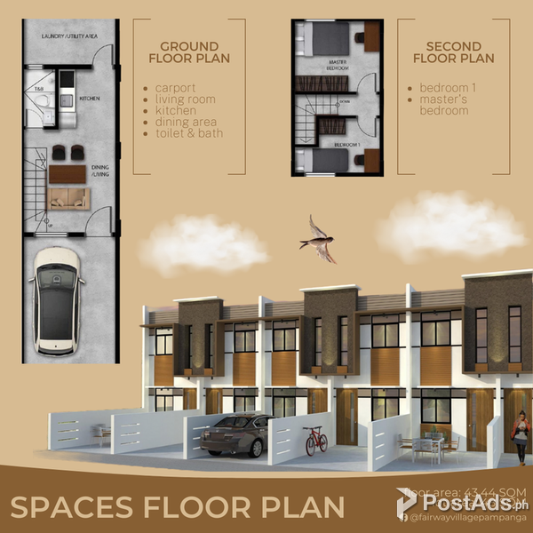 Townhouse Type SPACES Model Fairway Village at The Lakeshore Pampanga