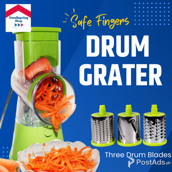 Safe Fingers DRUM GRATER AND SLICER - manual food processor