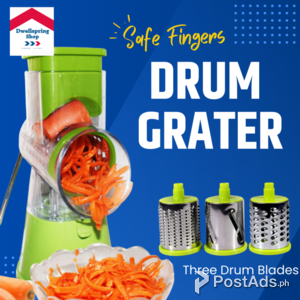 Safe Fingers DRUM GRATER AND SLICER - manual food processor | PostAds PH
