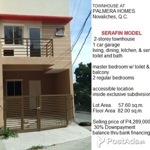 TOWN HOUSE FOR SALE-PALMERA HOMES NOVALICHES | PostAds PH