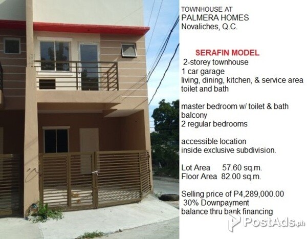 TOWNHOUSE FOR SALE IN PALMERA HOMES NOVALICHES