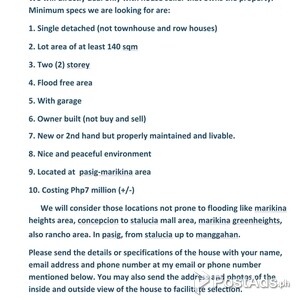 Wanted to buy a house in accordance with the specifications in phot | PostAds PH