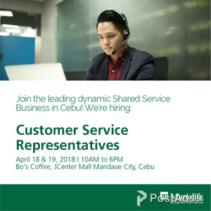 Magnus: Apply as a CSR for Manulife Cebu Event - April 18 & 19 2018 | PostAds PH