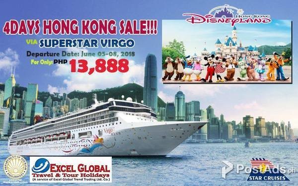 4DAYS HONG KONG SALE!!! WITH DISNEYLAND TOUR & SUPERSTAR VIRGO CRUISE