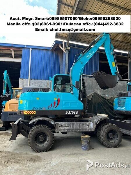 JINGGONG Wheel type backhoe excavator .25cbm ready breaker line