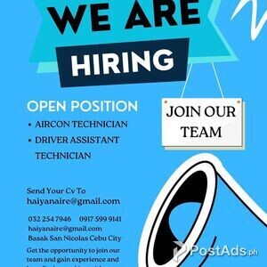 Job Vaccancies Aircon Technician & Driver-Assistant Technician | PostAds PH