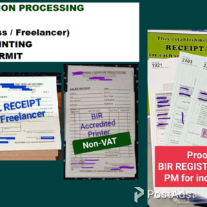 BIR Registration for Business and Freelancer with receipt printing | PostAds PH
