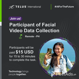 Part-Time WFH | Facial Video Data Collection Project | PostAds PH