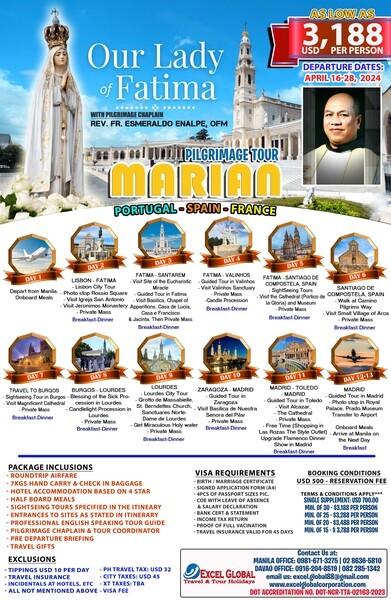 MARIAN PILGRIMAGE TOUR 2024 PORTUGAL - SPAIN - FRANCE