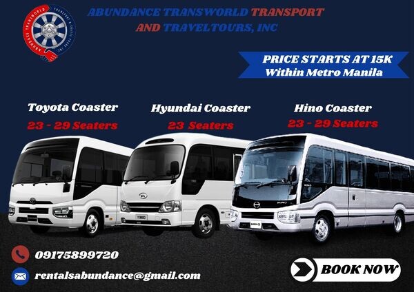 COASTERS FOR RENT - BOOK NOW & CALL/MESSAGE 09175899720