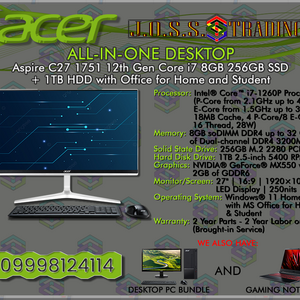 ACER ALL-IN-ONE-DESKTOP-PC | ASPIRE C27 1751 12TH GEN CORE I7 | PostAds PH