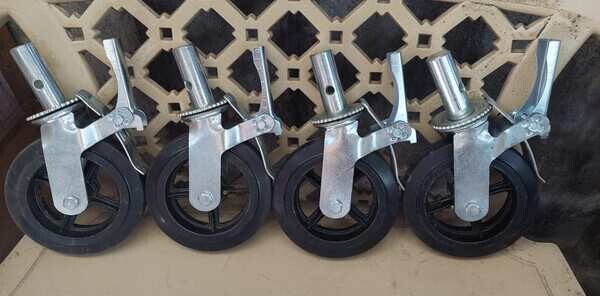 caster wheel and swevel clamps