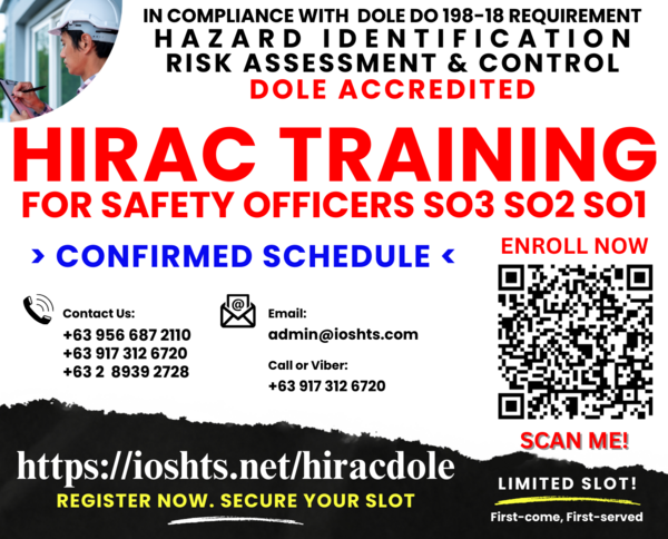 HIRAC Training Safety Officer Training SO1 SO2 SO3 Training DOLE ...