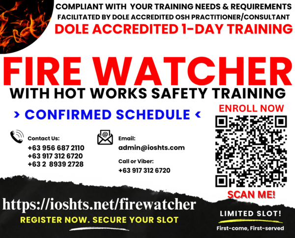 Fire Watcher Training with Hot Works Safety DOLE Accredited Training