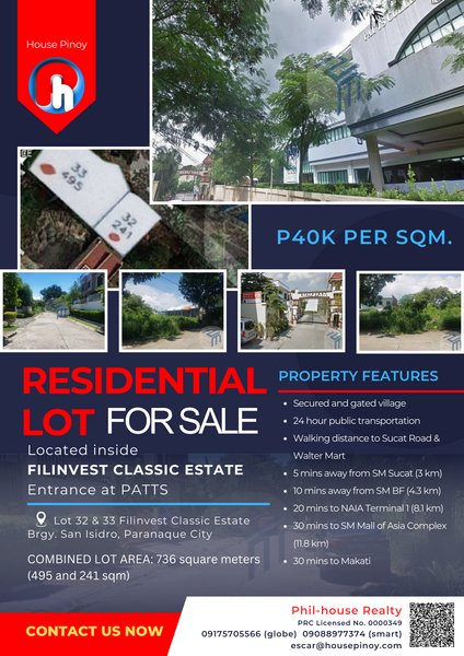 Residential Lot FOR SALE Filinvest Classic Estate Paranaque 