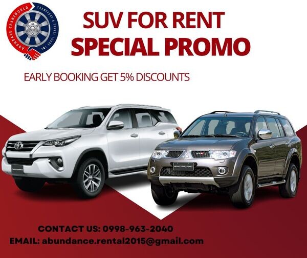 COASTER/VAN/SUV/SEDAN FOR RENT! CALL:09989632040