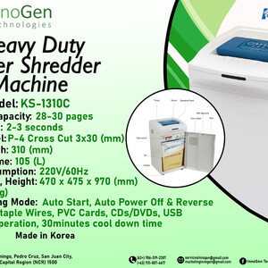 Heavy Duty Paper Shredder Machine KS-1310C | PostAds PH