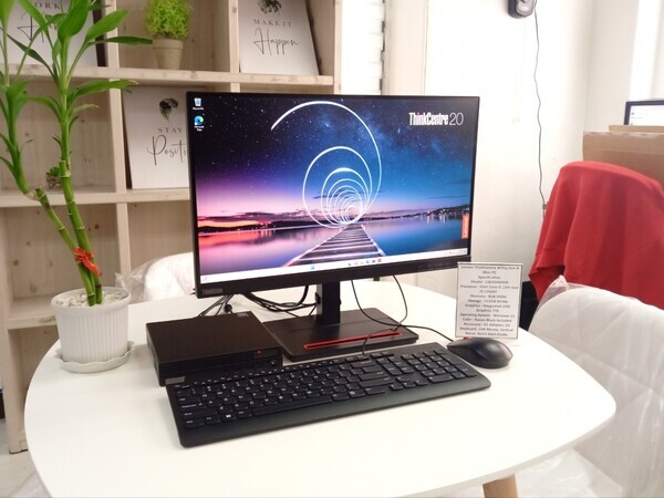 Lenovo ThinkCentre M70q Gen 4 Mini PC and Lenovo ThinkVision S22e-20 22