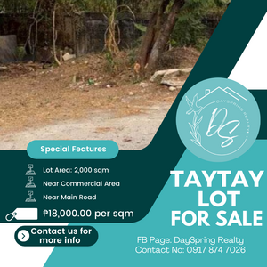 Lot For Sale in Taytay, Rizal 18k per sqm | PostAds PH