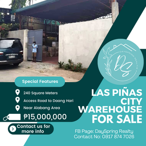 240 sqm Warehouse For Sale in Las Piñas City 15M | PostAds PH