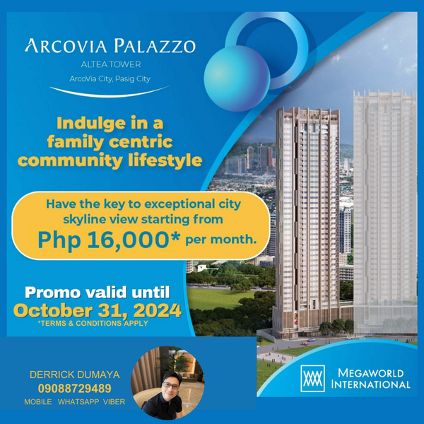 PRE-SELLING CONDO UNIT AT ARCOVIA PALAZZO ALTEA PASIG FOR SALE