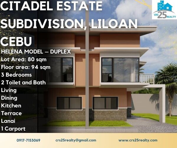 Citadel Estate Subdivision, Liloan Cebu  HELENA MODEL – DUPLEX