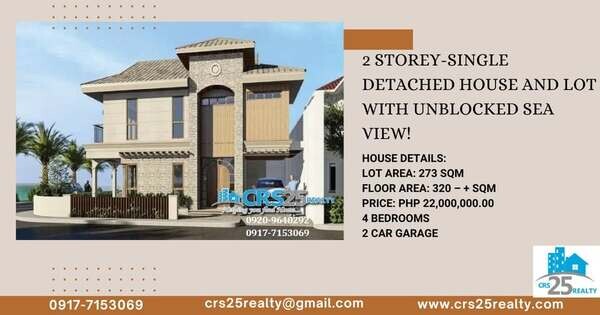 2 Storey-Single Detached House and Lot with Unblocked Sea View for Sale