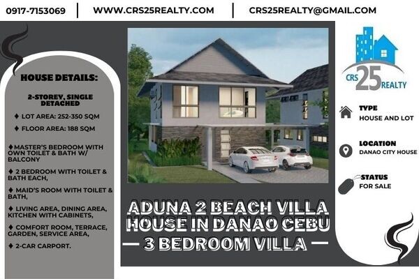 Aduna 2 Beach Villa House in Danao Cebu - 3 BEDROOM VILLA