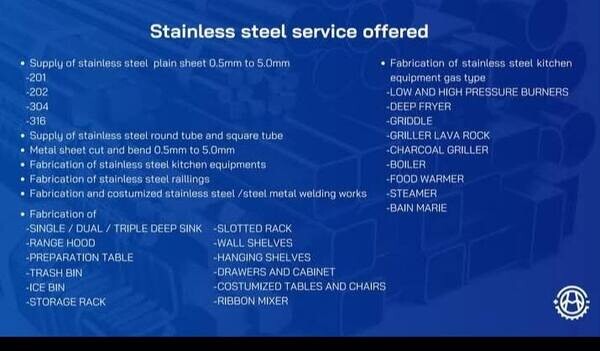 We Fabricate stainless steel 304 for kitchen equipment