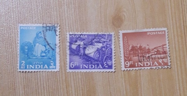 India stamps 3 used.