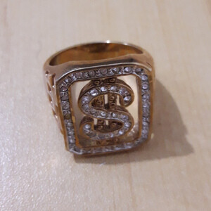 Gold 14k overlay with 1 carat CZ's dollar sign ring Size 20. | PostAds PH
