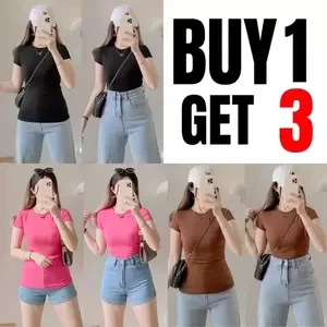 BUY 1 GET 2 (Total of 3pcs) Double lining Plain - Tshirt Boatneck Basic | PostAds PH