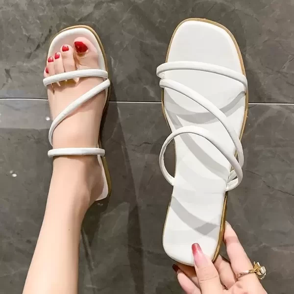 LUXX Korean fashion footwear Z band trend flat Sandals women's leather 