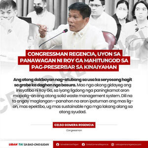Congressman Regencia, Uyon sa Panawagan Ni Roy Ga Mahitungod sa Pag-Pre | PostAds PH