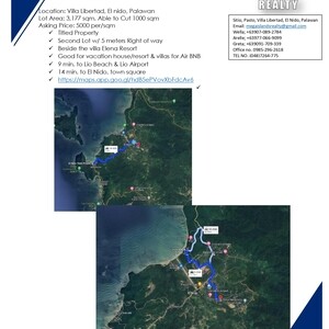 Villa Libertad, El nido, Lot Area 3, 1 77 sqm. Able to Cut 1000 sqm | PostAds PH