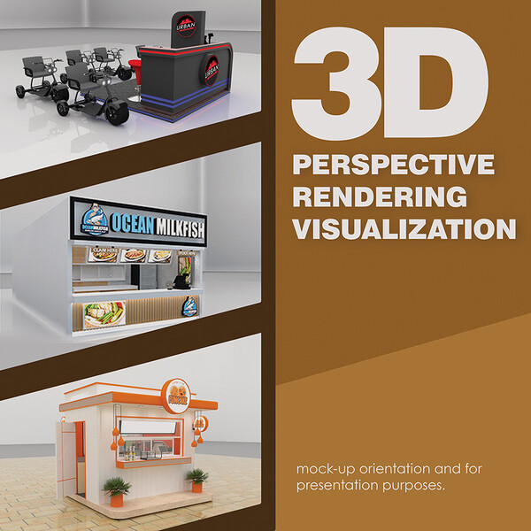 RUSH Kiosk Cart Inline Store Commercial 3D Design Perspective Booth 