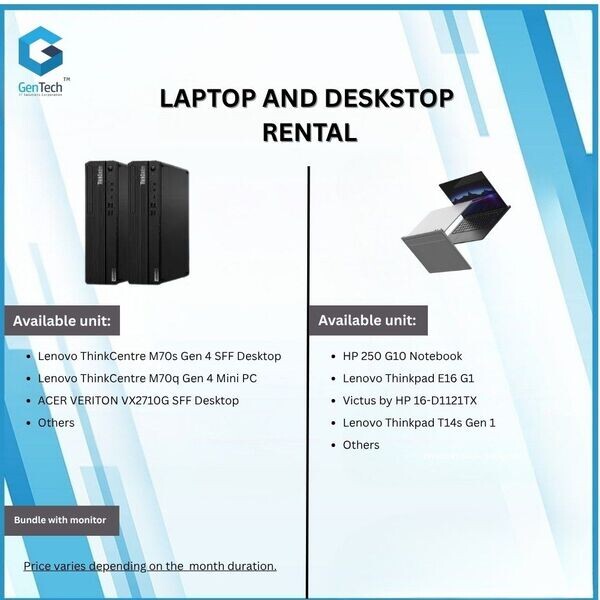 Desktop and laptop rental and for sale